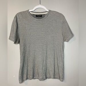 Banana Republic Dress Crew Men’s Small Cotton Short Sleeve Shirt White/Navy line